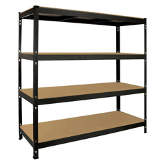 Black Heavy-Duty Metal Shelving 1600mm H x 1600mm W x 600mm D