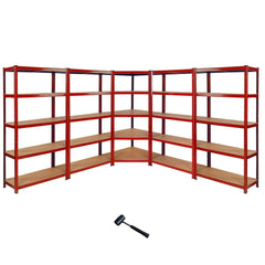 Industrial Heavy-Duty Z Corner Shelving Unit 5 Bay Bundle (8525kg total capacity) 1830mm H x 900mm W x 450mm D