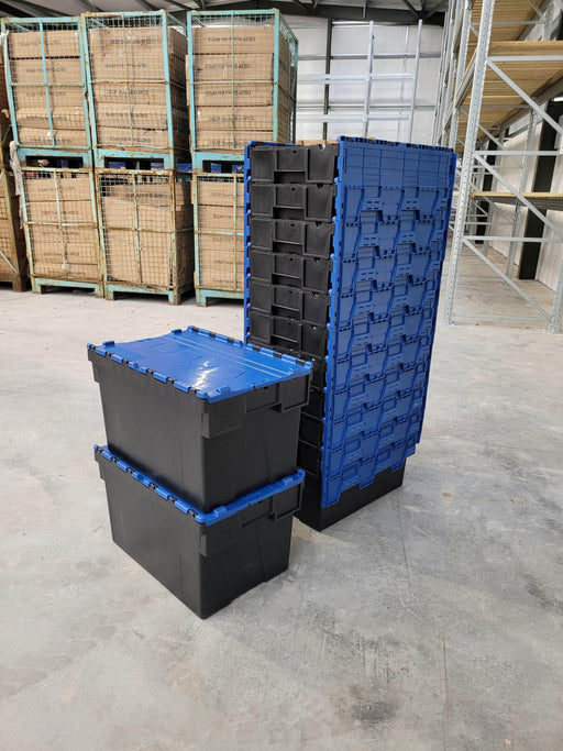 Loadhog Heavy Duty Plastic Storage Container with lid 65 L (Four Colours), Blue / 1, Filstorage