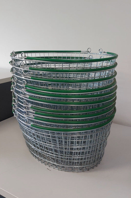 10 x Oval Wire Shopping Basket - Green Handle