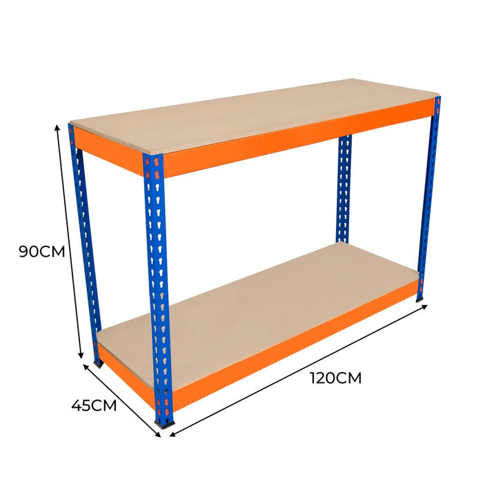 Boltless Garage Workshop Workbench 900mm H, 1200 / 450 / 2 Tier Workbench, Filstorage