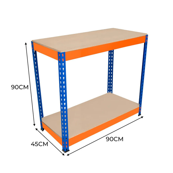 Boltless Garage Workshop Workbench 900mm H, 900 / 450 / 2 Tier Workbench, Filstorage