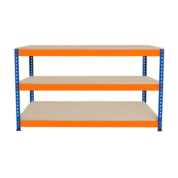 Boltless Garage Workshop Workbench 900mm H, 900 / 450 / 2 Tier Workbench, Filstorage