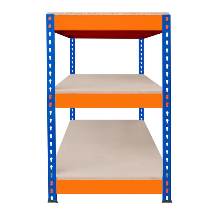 Boltless Garage Workshop Workbench 900mm H, 900 / 450 / 2 Tier Workbench, Filstorage
