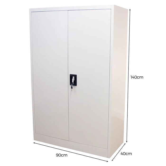 Lockable Steel Metal Multi-Purpose Filing Cupboards (Easy Self-Assembly), 140cm High, Filstorage