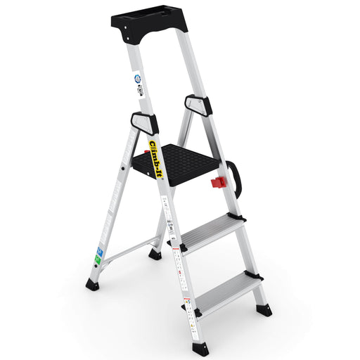 Professional Aluminium Stepladders with Carry Handle (3-7 tread), 3 Treads, Filstorage