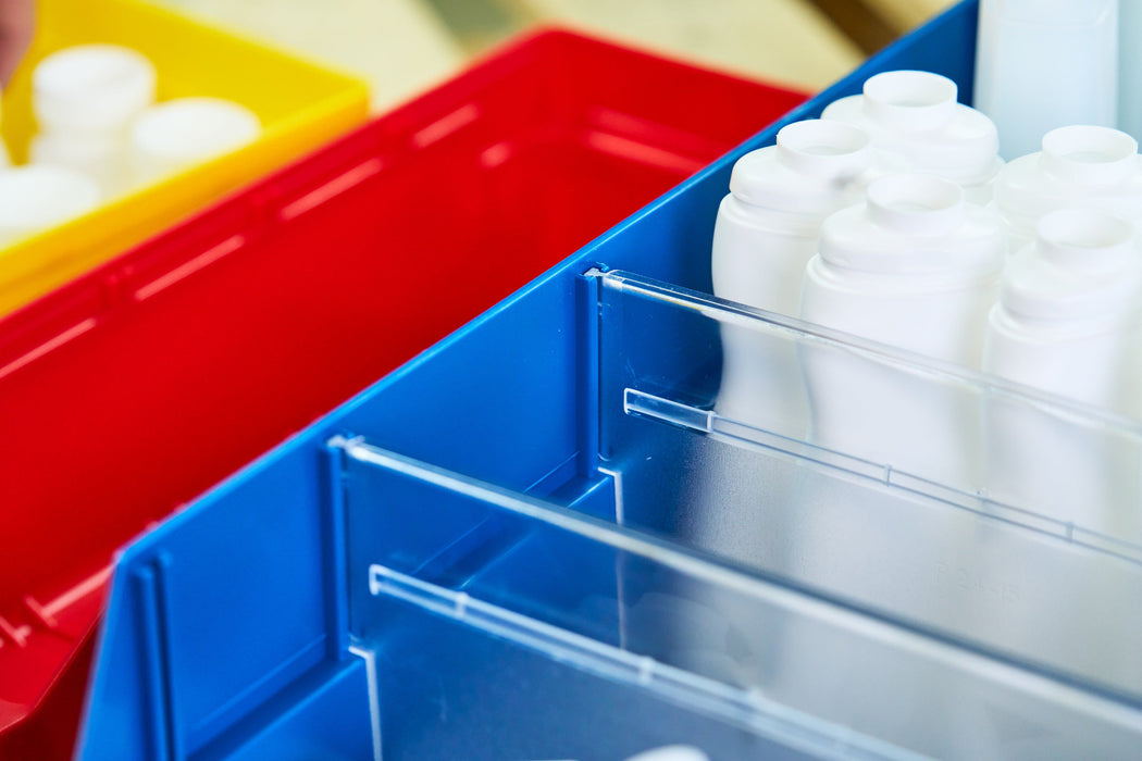 Stemo Open Front Plastic Parts Shelf Bins 300mm Long Range, 90mm / 1 Bin, Filstorage