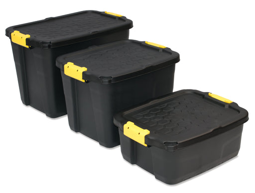 Trunk Box Heavy Duty Plastic Storage Container with lid (Pack of 5), 24L Trunk Box, Filstorage