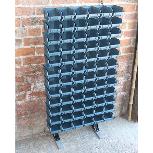 Freestanding Louvre Panel Parts Storage Bin Rack with 72 Bins - Filstorage