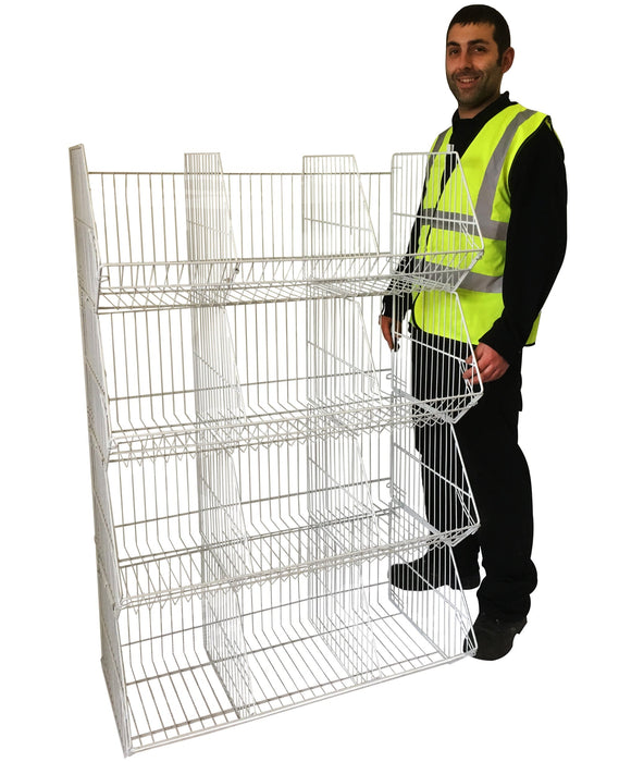 Large Wire Storage Stacking Display Basket (Single), 900mm Single Basket - White, Filstorage