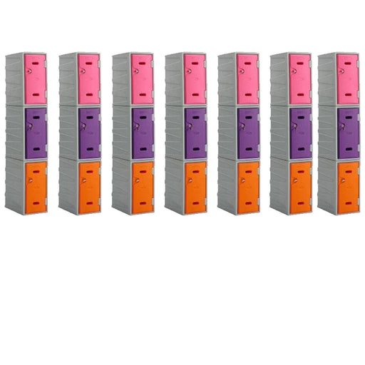 Bundle Offer: 21 x LK2 Plastic Locker 600mm H, 600mm High / Blue / Key Operated Lock, Filstorage