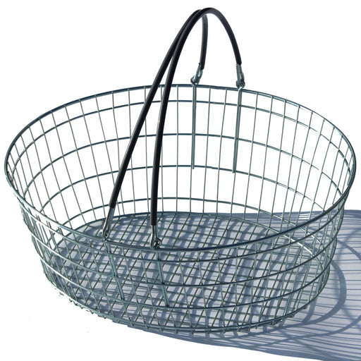 Oval Wire Shopping Basket - Grey Handle - Filstorage