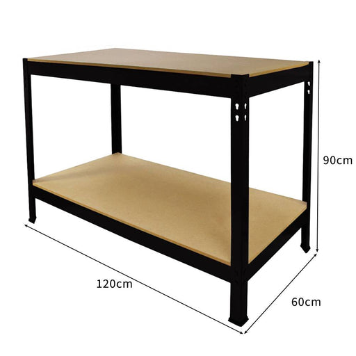 Full Undershelf Garage & Workshop Workbench 900mm H x 1200mm W x 600mm D, Black, Filstorage