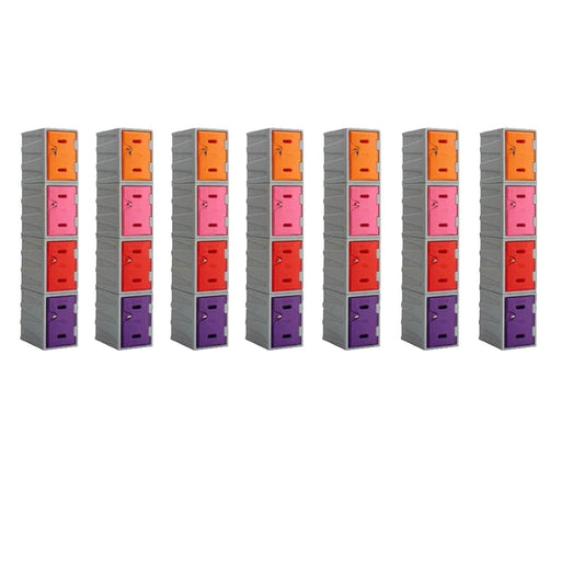Bundle Offer: 28 x LK1 Plastic Locker 450mm H, 450mm High / Blue / Key Operated Lock, Filstorage