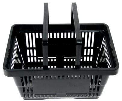Plastic Shopping Basket 22L - 2 Handles (7 Colours), Black, Filstorage