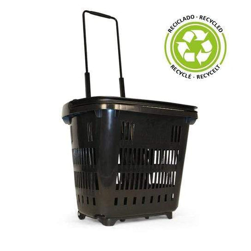 Plastic Shopping Trolley Basket 34L (5 Colours), Black, Filstorage