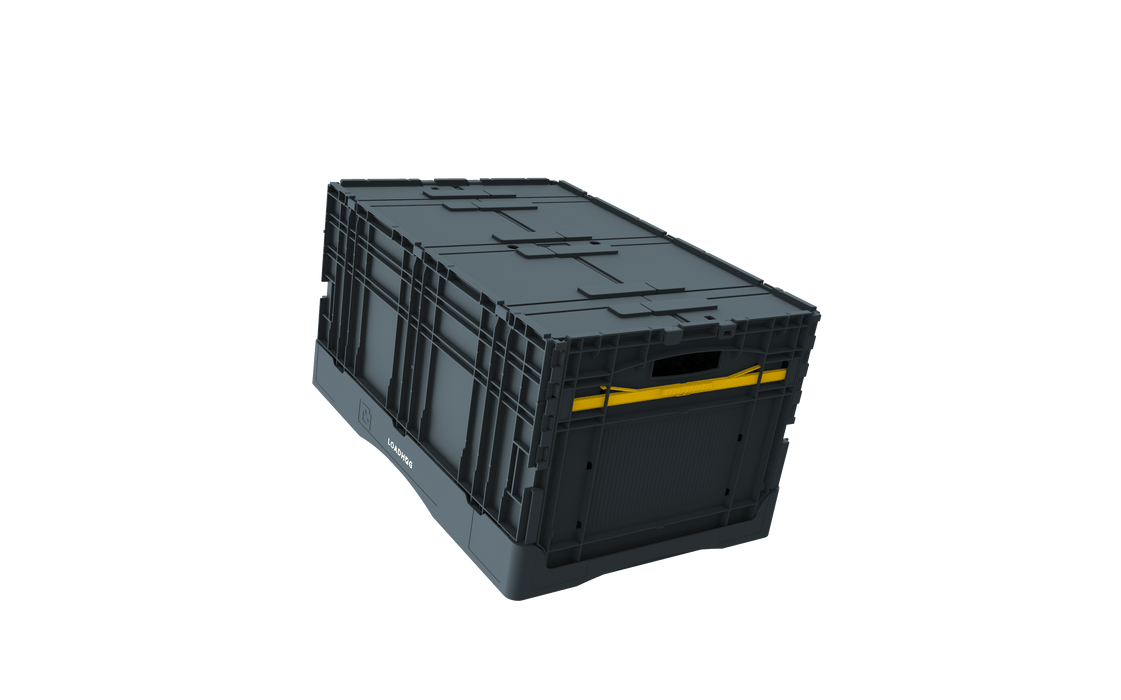 Collapsible Loadhog Heavy Duty Plastic Storage Container with lid, 400mm high, Filstorage