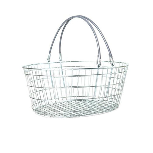 Oval Wire Shopping Basket - Grey Handle - Filstorage