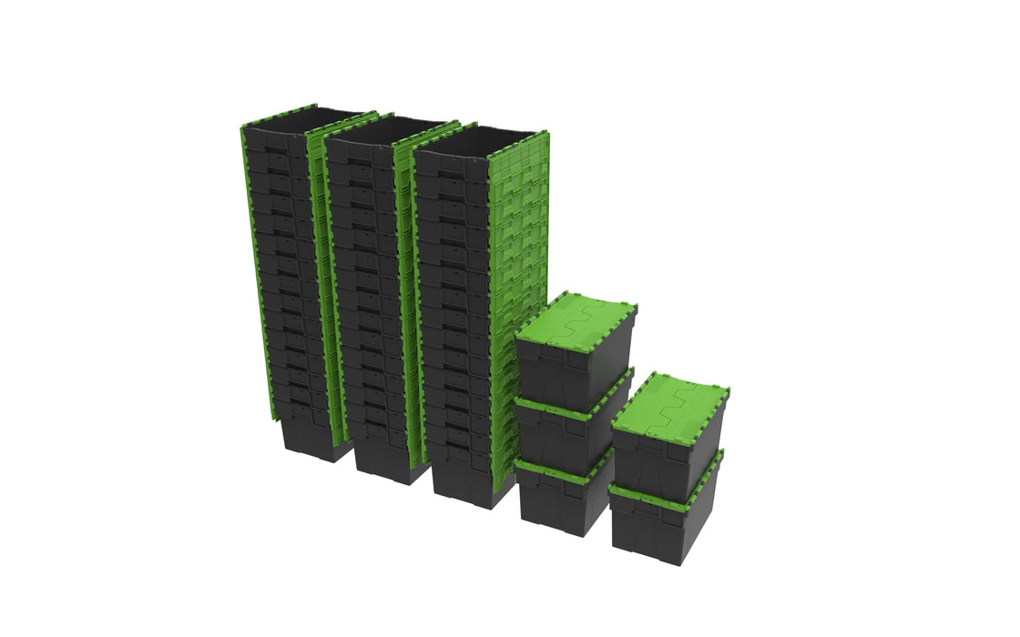 Loadhog Heavy Duty Plastic Storage Container with lid 65 L (Four Colours), Green / 50, Filstorage