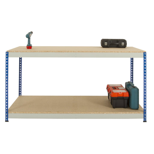 Full Undershelf Rivet Workbench 915mm H x 915mm D, 915 / Grey/Blue / Chipboard, Filstorage