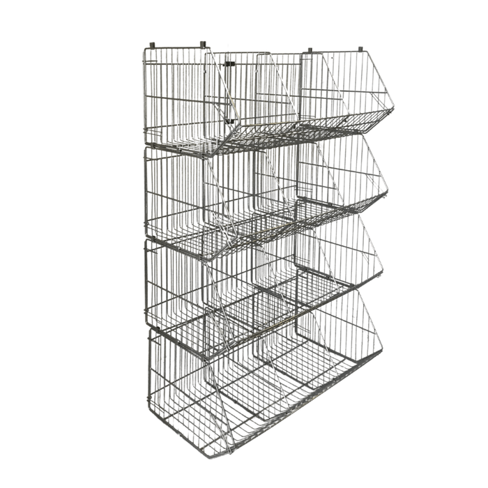 Large Wire Storage Stacking Display Basket (Single), 900mm Single Basket - White, Filstorage
