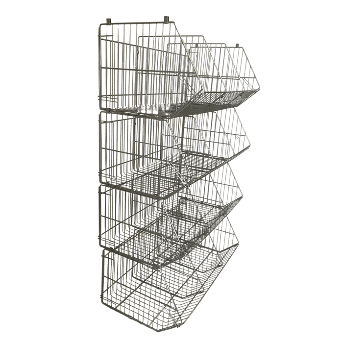 Large Wire Storage Stacking Display Basket (Single), 900mm Single Basket - White, Filstorage