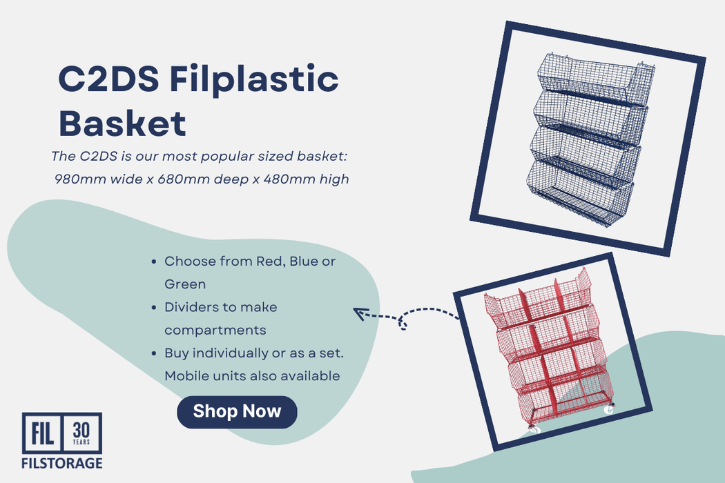 C4 Mobile (extra-large) Unit Complete (3 Baskets), RED C4 Mobile Unit 3 Baskets, Filstorage