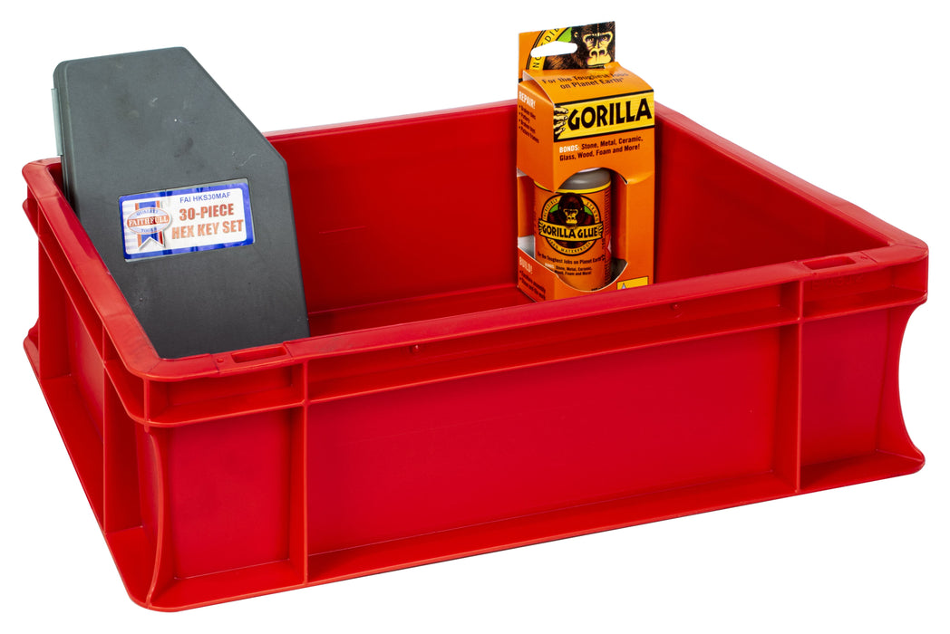 Coloured Euro Stacking Containers (4 Sizes), 10L (Pack of 5) 400 x 300 x 120mm / Red, Filstorage