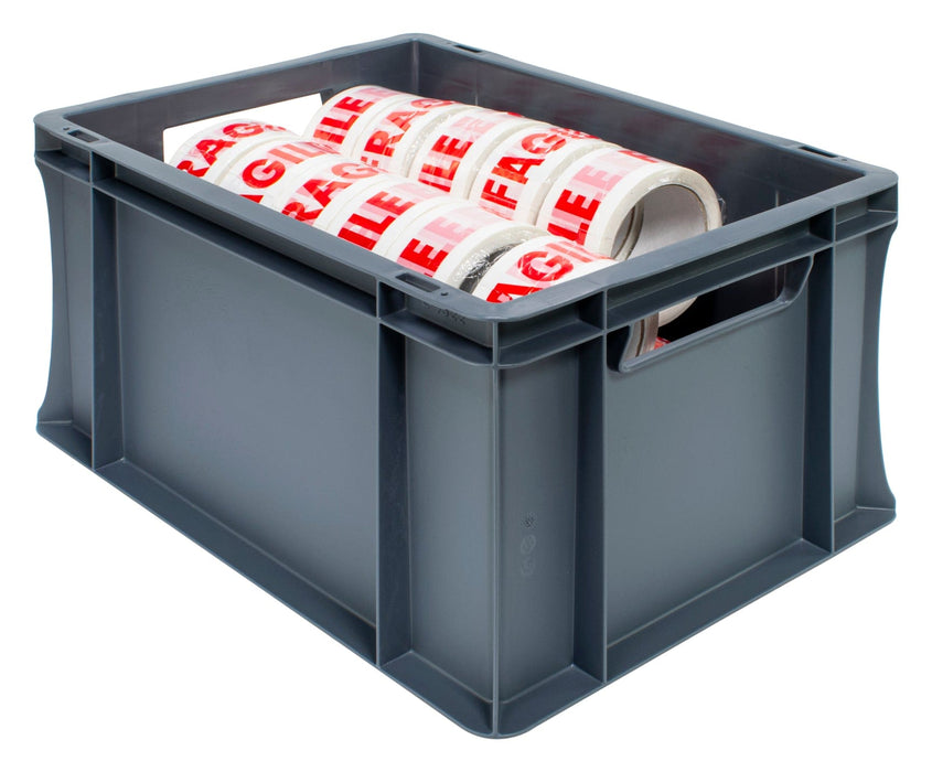 Grey Euro Stacking Containers - Various Sizes, 20L (Pack of 5) 400 x 300 x 220mm, Filstorage