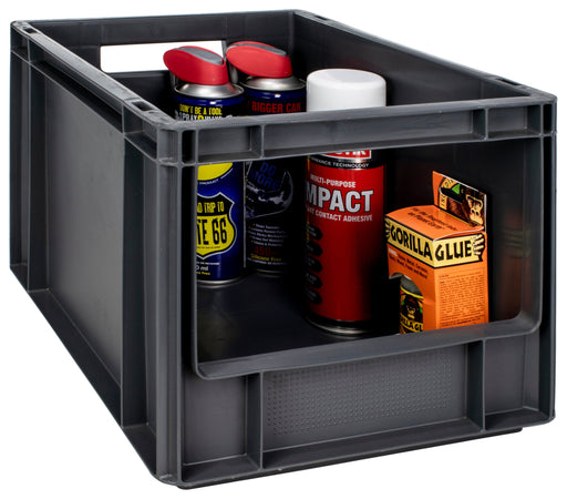 Open Front Euro Stacking Containers 25L 270mm H x 300mm W x 400mm D, 25L (Pack of 5) 400 x 300 x 270mm, Filstorage