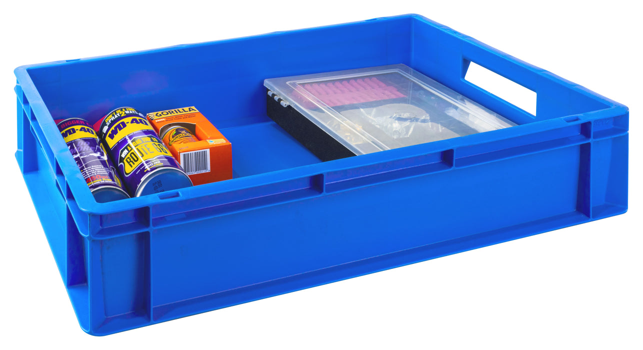 Coloured Euro Stacking Containers (4 Sizes), 22L (Pack of 2) 600 x 400 x 120mm / Blue, Filstorage