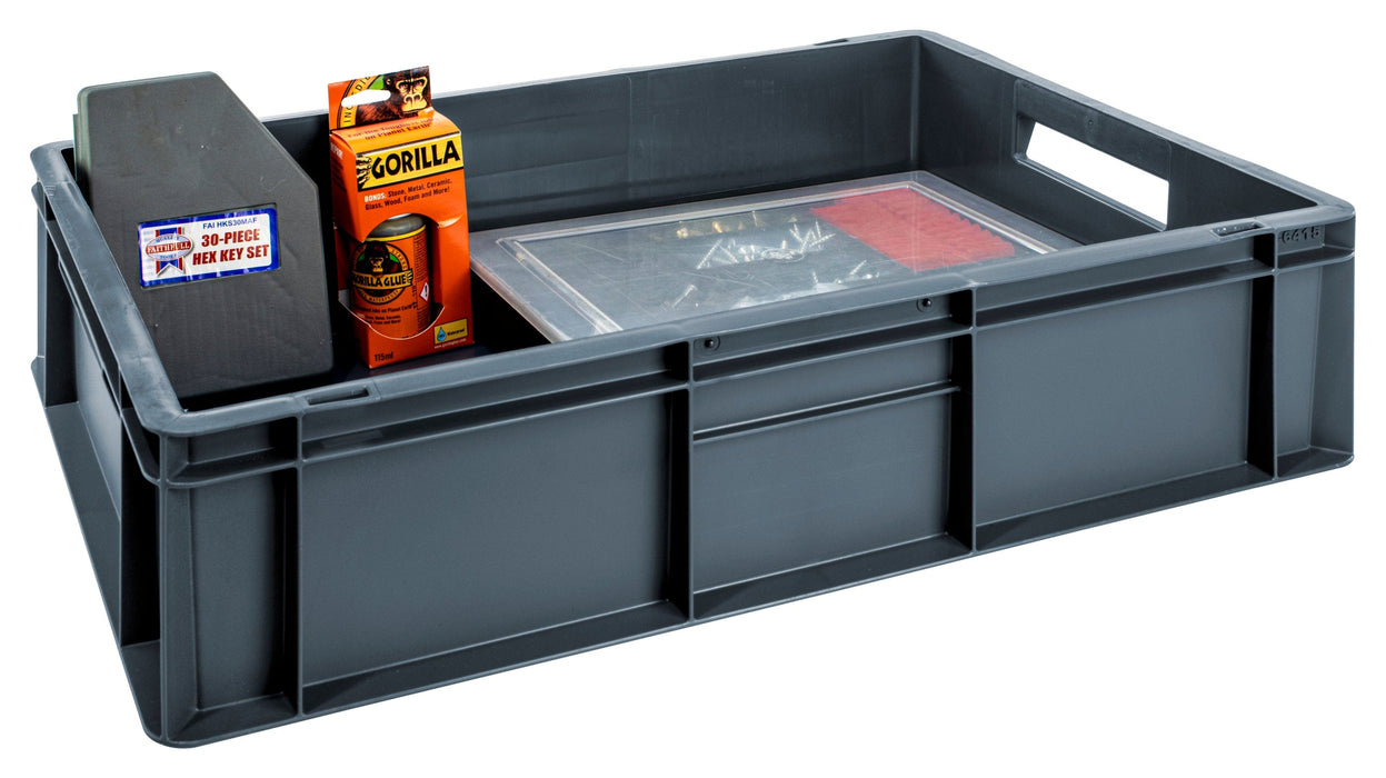 Grey Euro Stacking Containers - Various Sizes, 27L (Pack of 2) 600 x 400 x 150mm, Filstorage