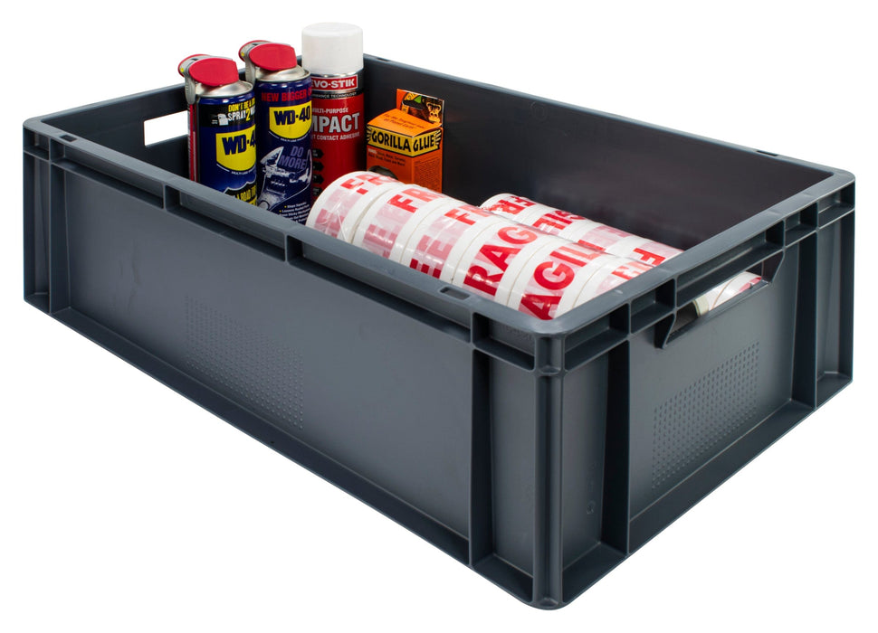 Grey Euro Stacking Containers - Various Sizes, 40L (Pack of 2) 600 x 400 x 200mm, Filstorage