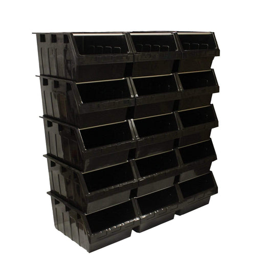 Black Container Pick Wall - 15 Supra Bins, 15 x FBSUPRA 8 Black, Filstorage
