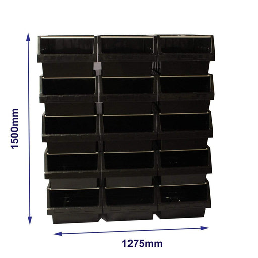 Black Container Pick Wall - 15 Supra Bins, 15 x FBSUPRA 8 Black, Filstorage