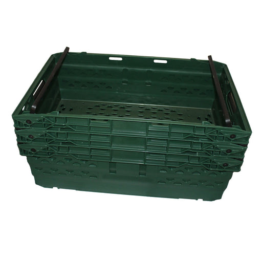 10 x Supermarket Bale Arm Crate (35L), Green, Filstorage