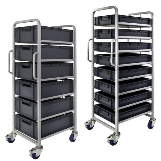 Euro Stacking Container Tray Trolleys 1500mm H x 700mm W x 470mm D, 6 Tier Trolley Only, Filstorage