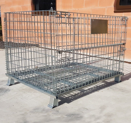 Collapsible folding steel pallet cage wire mesh hypercage stillage - Filstorage