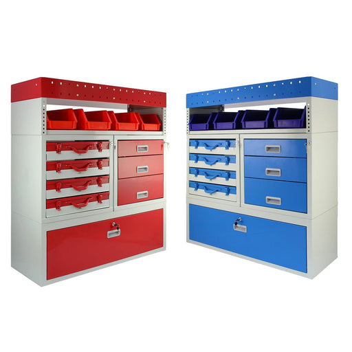 Complete Metal Van Racking & Drawer Storage System Unit 1178mm Hx 1016mm W x 360mm D, Blue, Filstorage