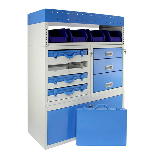 Complete Metal Van Racking & Drawer Storage System Unit 1178mm Hx 1016mm W x 360mm D, Blue, Filstorage