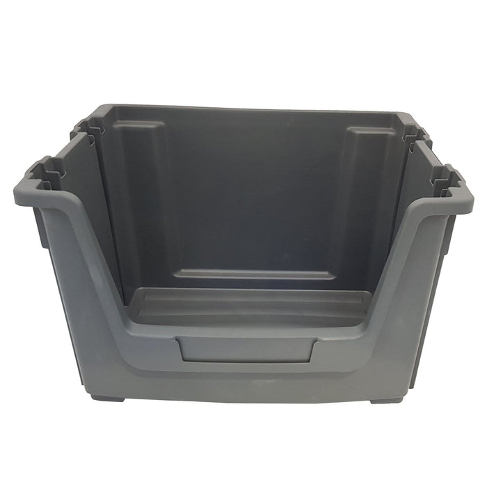 Grey Large Open Front Stacking Storage Pick Bin Containers - Filstorage