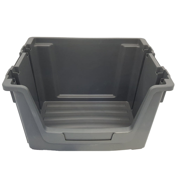 Grey Large Open Front Stacking Storage Pick Bin Containers - Filstorage