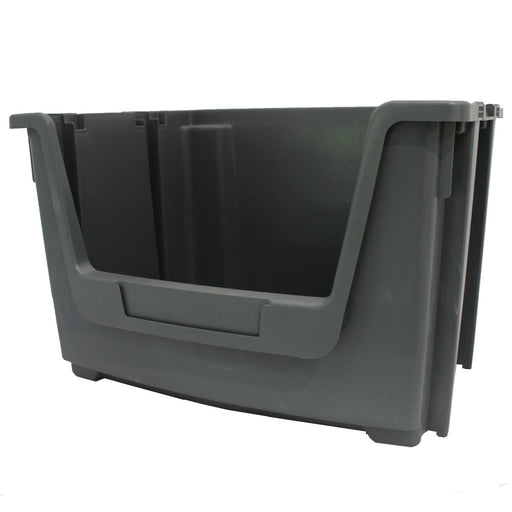 Grey Large Open Front Stacking Storage Pick Bin Containers 50L, Default Title, Filstorage