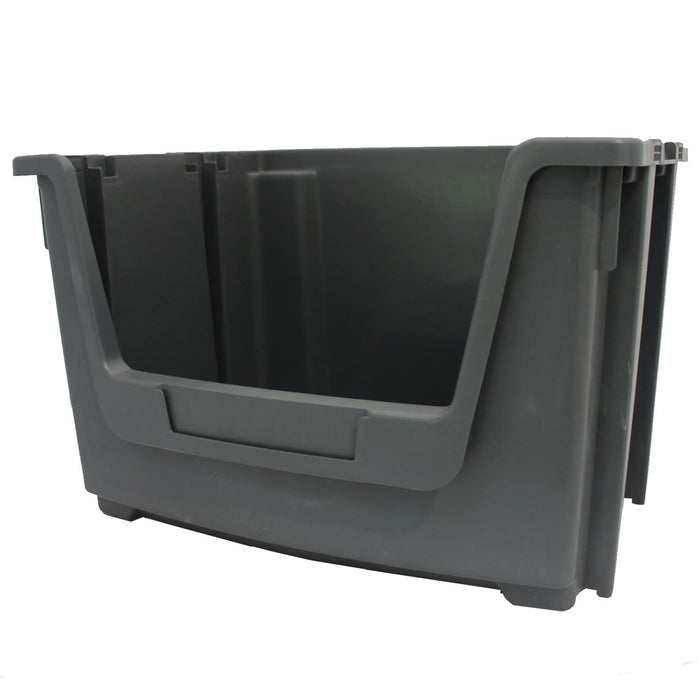 Grey Large Open Front Stacking Storage Pick Bin Containers 50L, Default Title, Filstorage