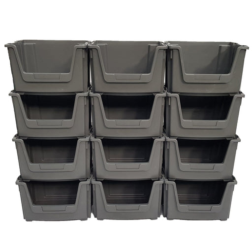Large Open Front Stacking Storage Picking Wall - Grey, 12 Bin Wall, Filstorage