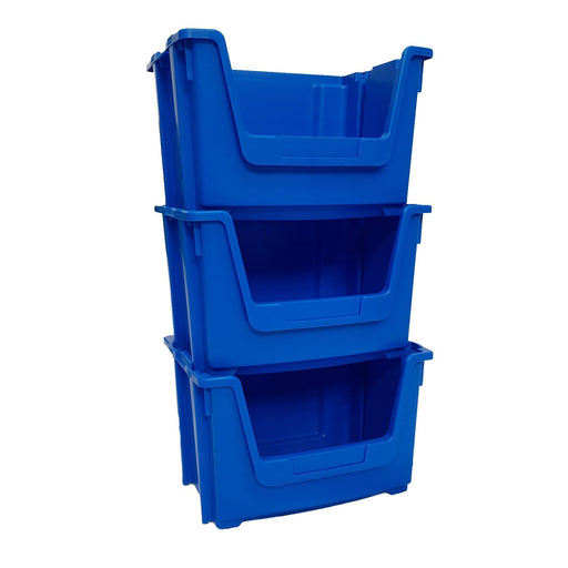 Blue Large Open Front Stacking Storage Pick Bin Containers - Filstorage