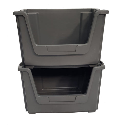 Grey Large Open Front Stacking Storage Pick Bin Containers 50L, Default Title, Filstorage