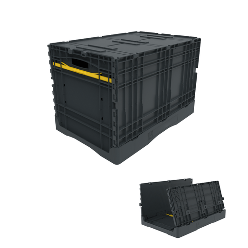 Collapsible Loadhog Heavy Duty Plastic Storage Container with lid, 400mm high, Filstorage