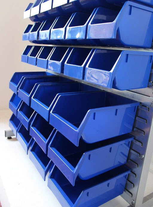 Freestanding Louvre Panel Parts Bin Storage Rack Various Sizes, Single Sided Unit with Bins, Filstorage