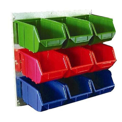 Metal Wall Storage Kit with 9 Plastic Parts Bins (Steel Panel), Blue, Filstorage